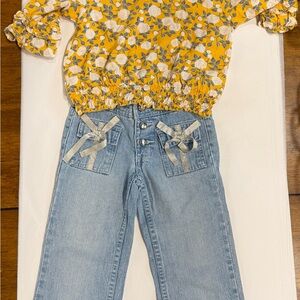 Sunny Floral Top and Denim Kids Set